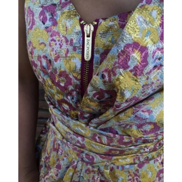 NWT ZAC POSEN Floral Brocade Bow Sleeveless Dress - Picture 7 of 8